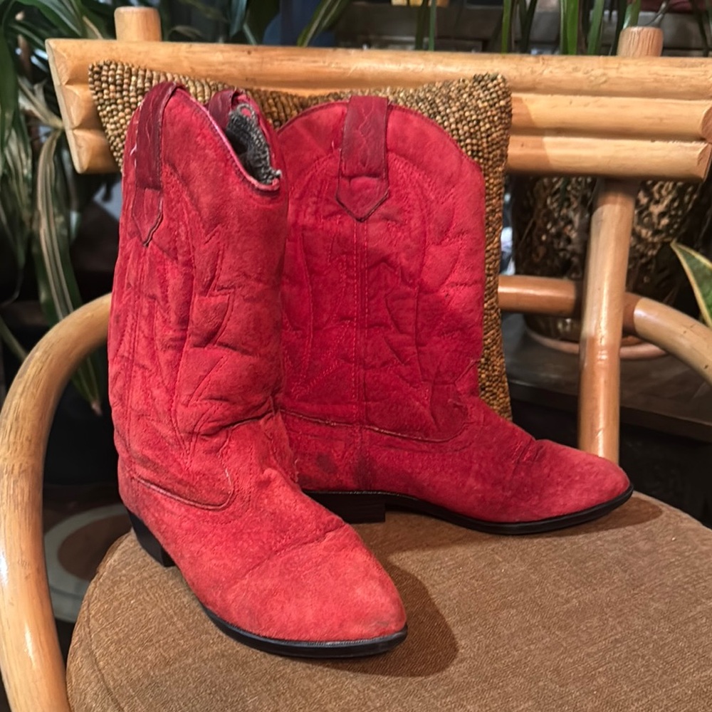 Red Suede Cowboy Boots